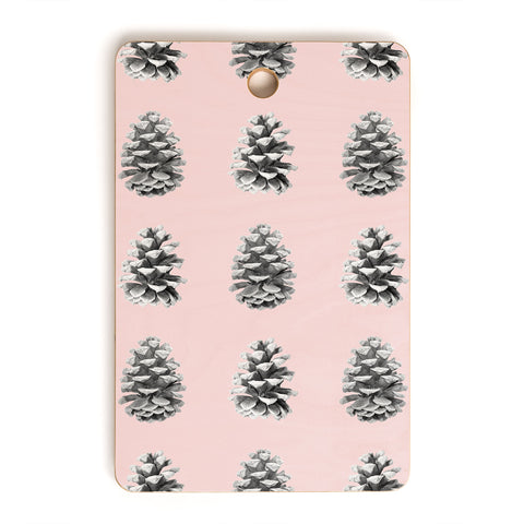 Lisa Argyropoulos Monochrome Pine Cones Blushed Kiss Cutting Board Rectangle