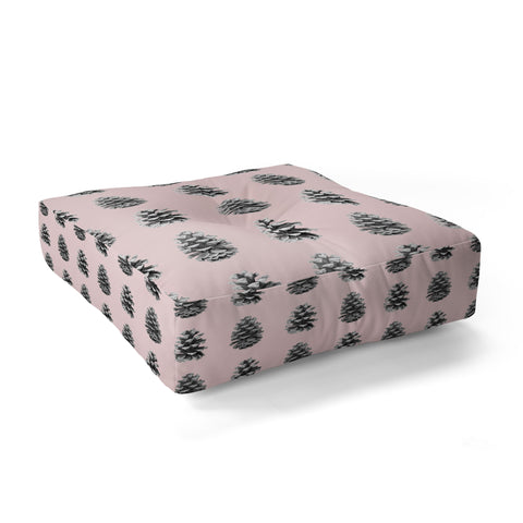 Lisa Argyropoulos Monochrome Pine Cones Blushed Kiss Floor Pillow Square