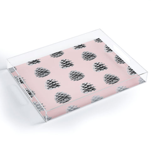 Lisa Argyropoulos Monochrome Pine Cones Blushed Kiss Acrylic Tray