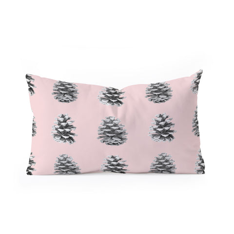 Lisa Argyropoulos Monochrome Pine Cones Blushed Kiss Oblong Throw Pillow