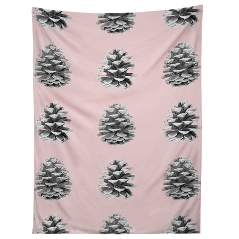 Lisa Argyropoulos Monochrome Pine Cones Blushed Kiss Tapestry