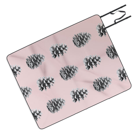 Lisa Argyropoulos Monochrome Pine Cones Blushed Kiss Picnic Blanket