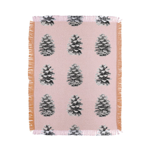 Lisa Argyropoulos Monochrome Pine Cones Blushed Kiss Throw Blanket