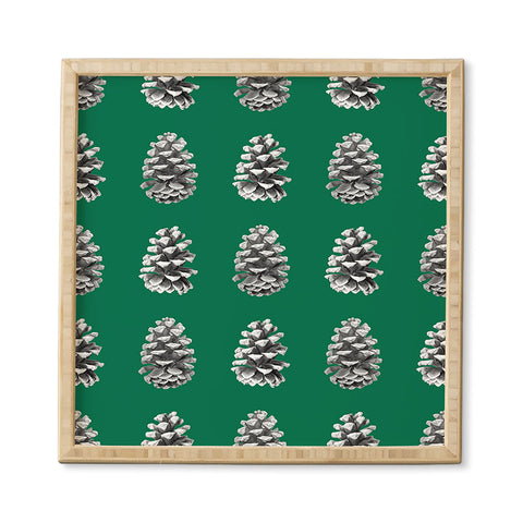 Lisa Argyropoulos Monochrome Pine Cones Green Framed Wall Art