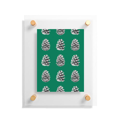 Lisa Argyropoulos Monochrome Pine Cones Green Floating Acrylic Print
