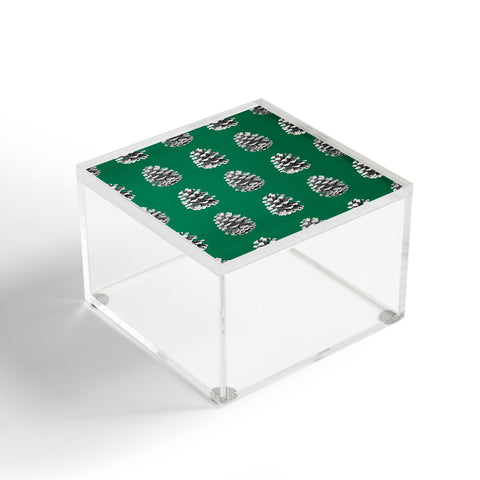 Lisa Argyropoulos Monochrome Pine Cones Green Acrylic Box