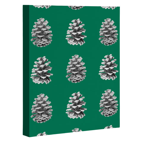 Lisa Argyropoulos Monochrome Pine Cones Green Art Canvas