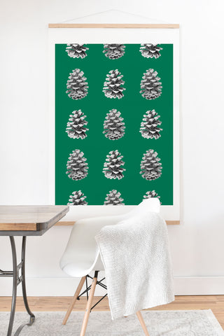 Lisa Argyropoulos Monochrome Pine Cones Green Art Print And Hanger