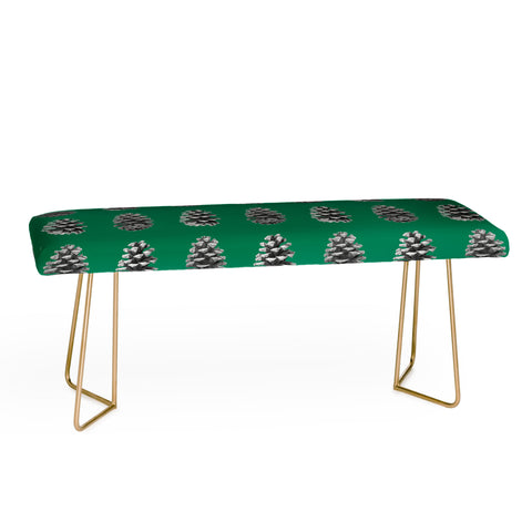 Lisa Argyropoulos Monochrome Pine Cones Green Bench