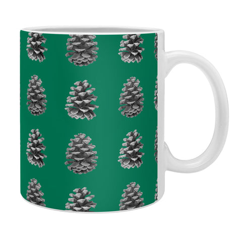 Lisa Argyropoulos Monochrome Pine Cones Green Coffee Mug