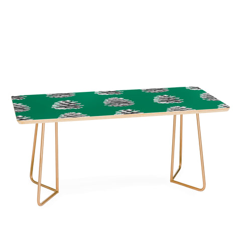 Lisa Argyropoulos Monochrome Pine Cones Green Coffee Table
