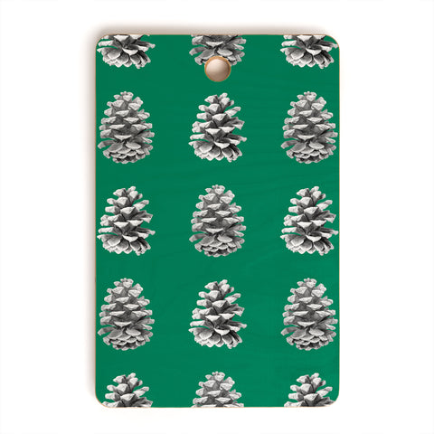 Lisa Argyropoulos Monochrome Pine Cones Green Cutting Board Rectangle