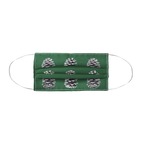Lisa Argyropoulos Monochrome Pine Cones Green Face Mask