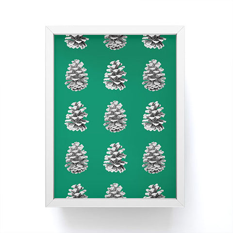 Lisa Argyropoulos Monochrome Pine Cones Green Framed Mini Art Print
