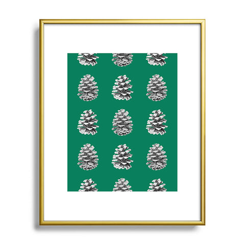 Lisa Argyropoulos Monochrome Pine Cones Green Metal Framed Art Print