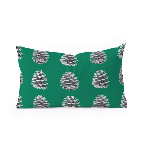 Lisa Argyropoulos Monochrome Pine Cones Green Oblong Throw Pillow