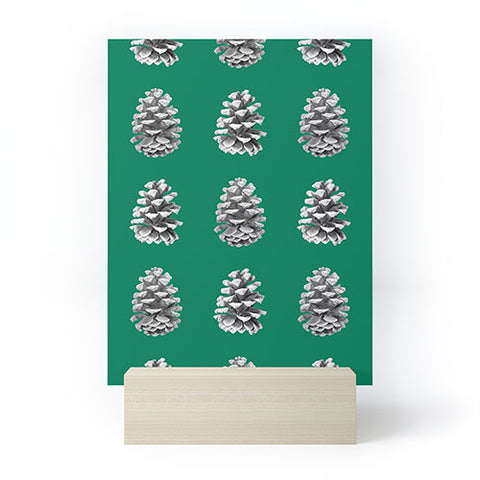 Lisa Argyropoulos Monochrome Pine Cones Green Mini Art Print