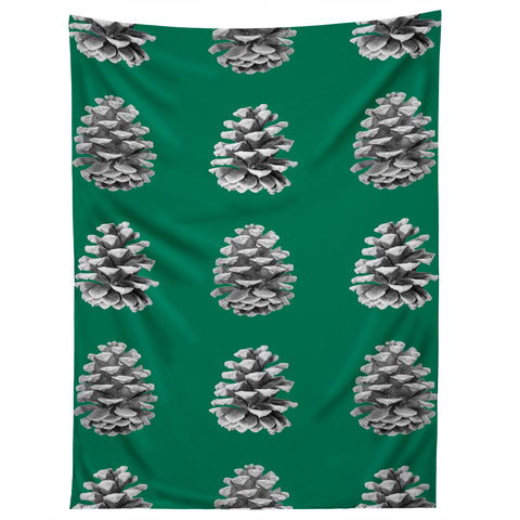 Lisa Argyropoulos Monochrome Pine Cones Green Tapestry