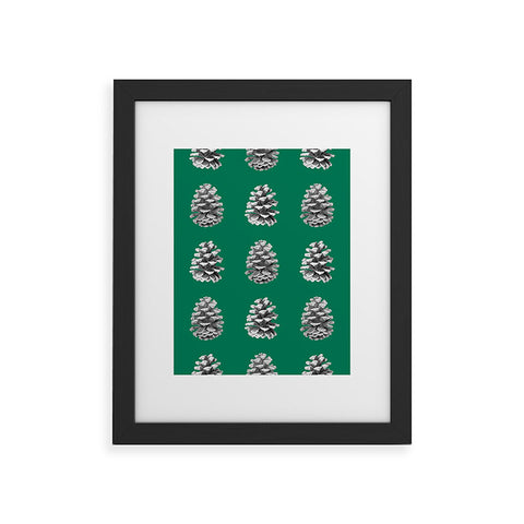 Lisa Argyropoulos Monochrome Pine Cones Green Framed Art Print