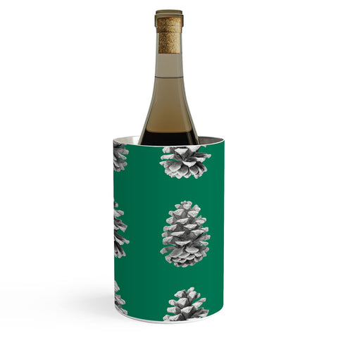 Lisa Argyropoulos Monochrome Pine Cones Green Wine Chiller