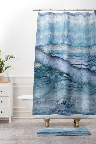 Lisa Argyropoulos Mystic Stone Aqua Blue Shower Curtain And Mat