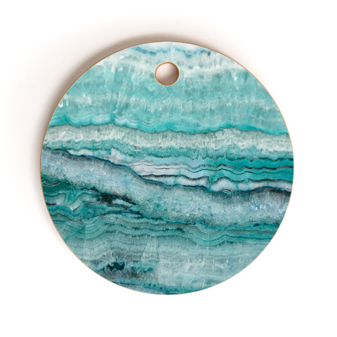 Lisa Argyropoulos Mystic Stone Aqua Teal Cutting Board Round