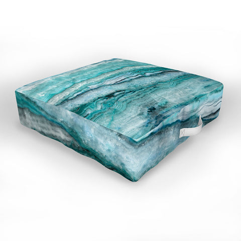 Lisa Argyropoulos Mystic Stone Aqua Teal Outdoor Floor Cushion