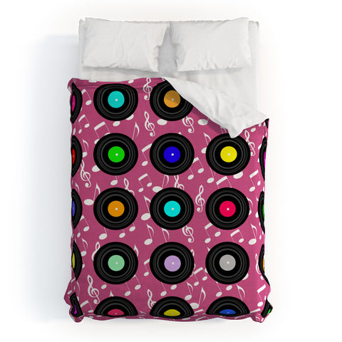 Lisa Argyropoulos Old School Music Pink Duvet Cover
