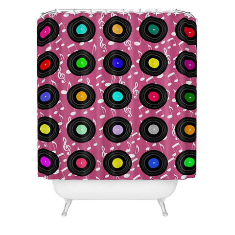 Lisa Argyropoulos Old School Music Pink Shower Curtain