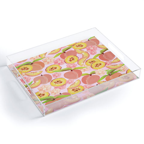 Lisa Argyropoulos Peaches On Pink Acrylic Tray