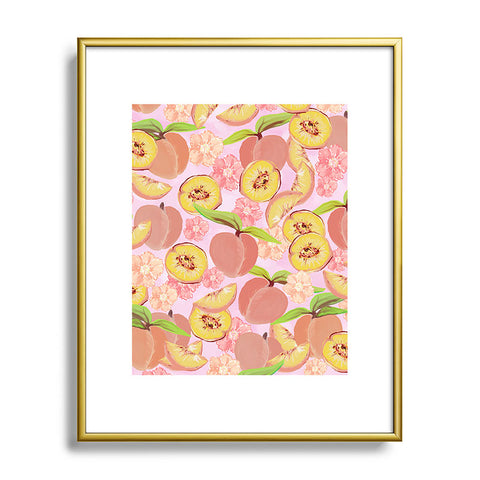 Lisa Argyropoulos Peaches On Pink Metal Framed Art Print