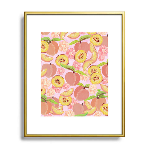 Lisa Argyropoulos Peaches On Pink Metal Framed Art Print