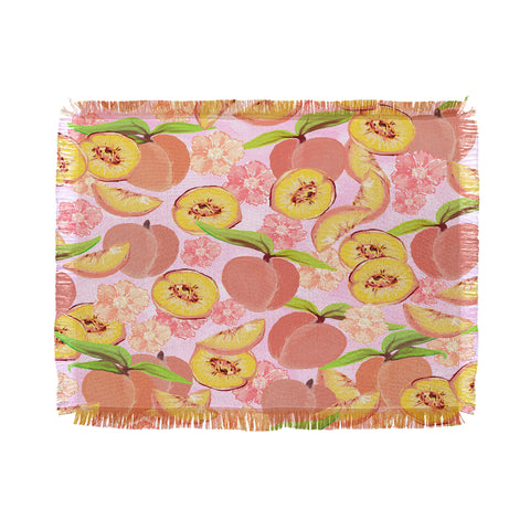 Lisa Argyropoulos Peaches On Pink Throw Blanket