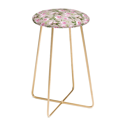 Lisa Argyropoulos Peonies in Her Dreams Mocha Counter Stool