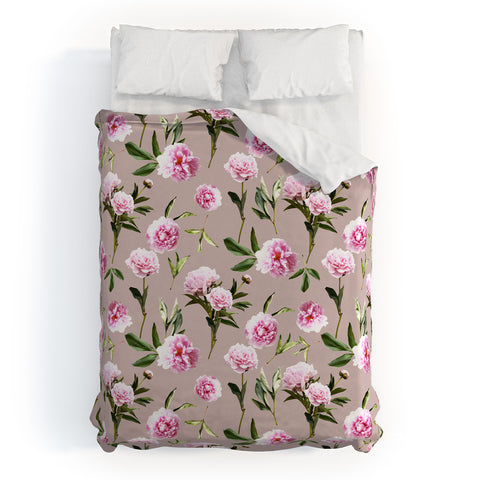 Lisa Argyropoulos Peonies in Her Dreams Mocha Duvet Cover