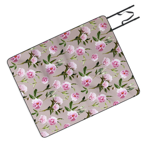 Lisa Argyropoulos Peonies in Her Dreams Mocha Picnic Blanket
