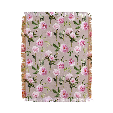 Lisa Argyropoulos Peonies in Her Dreams Mocha Throw Blanket