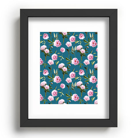 Lisa Argyropoulos Peonies in Her Dreams Teal Recessed Framing Rectangle