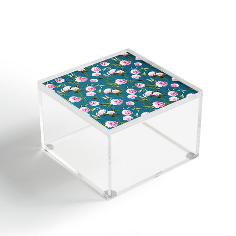 Lisa Argyropoulos Peonies in Her Dreams Teal Acrylic Box