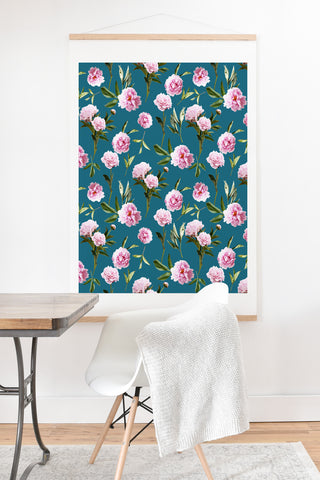 Lisa Argyropoulos Peonies in Her Dreams Teal Art Print And Hanger
