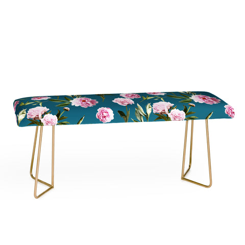 Lisa Argyropoulos Peonies in Her Dreams Teal Bench