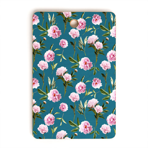 Lisa Argyropoulos Peonies in Her Dreams Teal Cutting Board Rectangle