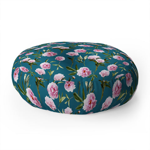 Lisa Argyropoulos Peonies in Her Dreams Teal Floor Pillow Round