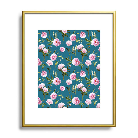 Lisa Argyropoulos Peonies in Her Dreams Teal Metal Framed Art Print