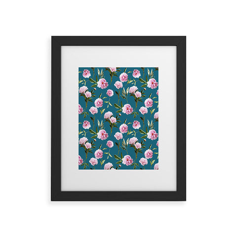 Lisa Argyropoulos Peonies in Her Dreams Teal Framed Art Print
