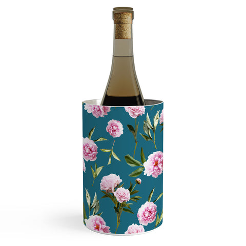 Lisa Argyropoulos Peonies in Her Dreams Teal Wine Chiller