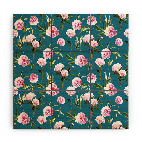 Lisa Argyropoulos Peonies in Her Dreams Teal Wood Wall Mural