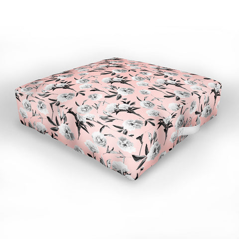 Lisa Argyropoulos Peonies Mono Blush Outdoor Floor Cushion