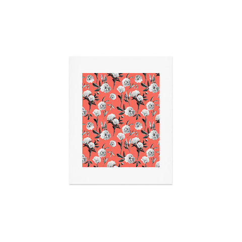 Lisa Argyropoulos Peonies Mono Coral Art Print