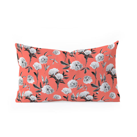 Lisa Argyropoulos Peonies Mono Coral Oblong Throw Pillow